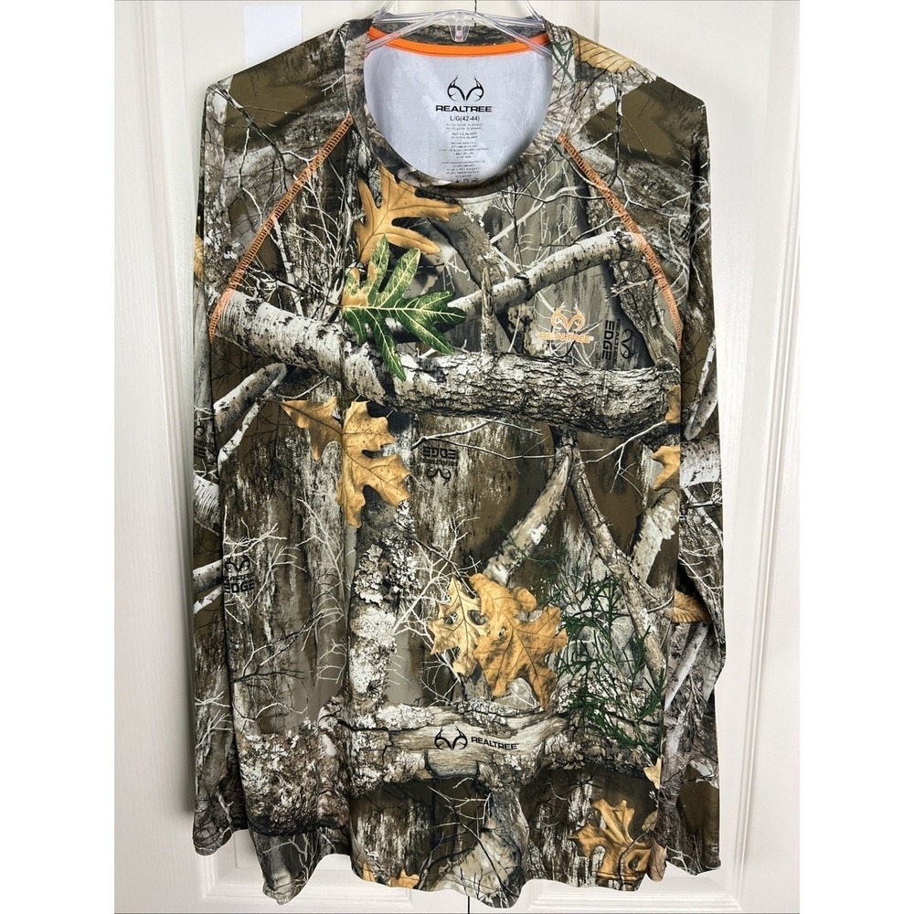 Realtree Camo Mens Shirt Size Large 42/44 Camouflage Edge Hunting Long Sleeve C5